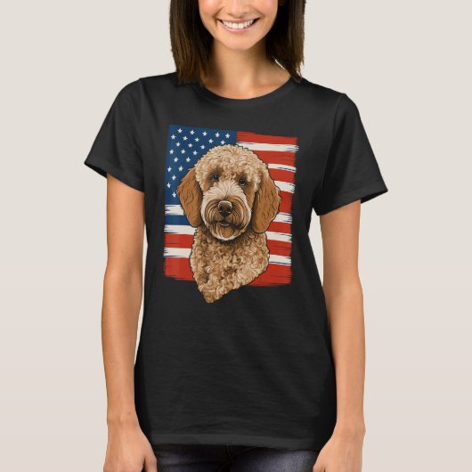 4th Of July Goldendoodle on Patriotic American Gol T-shirt (Voorkant)