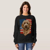 4th Of July Goldendoodle on Patriotic American Gol Trui (Voorkant volledig)