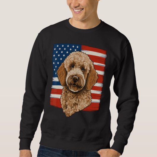 4th Of July Goldendoodle on Patriotic American Gol Trui (Voorkant)