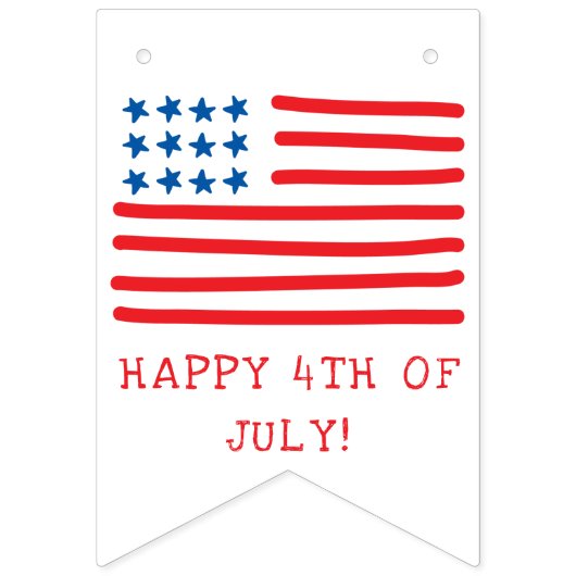4th of July | Hand getrokken Amerikaanse vlag & st Vlaggetjes (Tweede vlag)