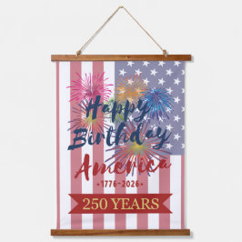4th of July Happy Birthday America USA 250th Hangend Wandkleed