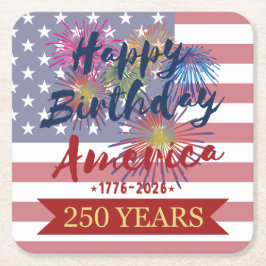 4th of July Happy Birthday America USA 250th Kartonnen Onderzetters