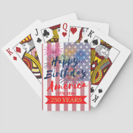 4th of July Happy Birthday America USA 250th Pokerkaarten