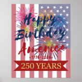 4th of July Happy Birthday America USA 250th Poster (Voorkant)