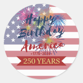 4th of July Happy Birthday America USA 250th Ronde Sticker