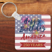 4th of July Happy Birthday America USA 250th Sleutelhanger (Voorkant)