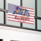 4th of July Happy Birthday America USA 250th Spandoek (Buitenkant Gebouw)