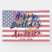 4th of July Happy Birthday America USA 250th Spandoek (Horizontaal)
