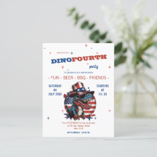4TH of July happy Dinosaur met pet en brillen Briefkaart