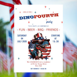 4TH of July happy Dinosaur met pet en brillen Kaart
