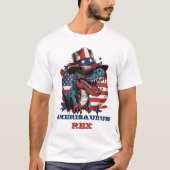 4TH of July happy Dinosaur met pet en brillen T-shirt (Voorkant)
