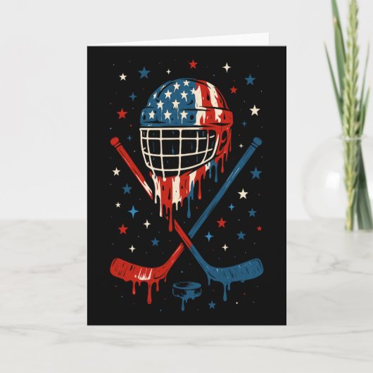 4th Of July Hockey Ice Cream Drip Helmet Sticks Us Kaart (Voorkant)