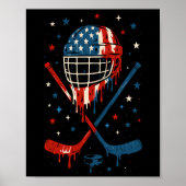 4th Of July Hockey Ice Cream Drip Helmet Sticks Us Poster (Voorkant)