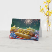 4th of July Hot Dog and Fireworks Kaart (Gele Bloem)