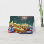 4th of July Hot Dog and Fireworks Kaart (Voorkant)