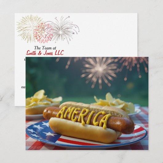 4th Of July Hot Dog Celebration Briefkaart (Voorkant / Achterkant)
