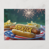 4th Of July Hot Dog Celebration Briefkaart (Voorkant)