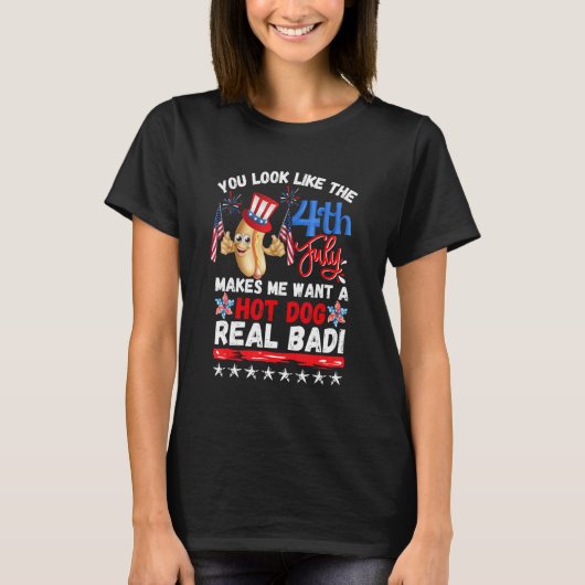 4th Of July Hot Dog Independence Day T-shirt (Voorkant)