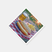 4th of July Hot Dog With Beer and Fries Servet (Hoek)