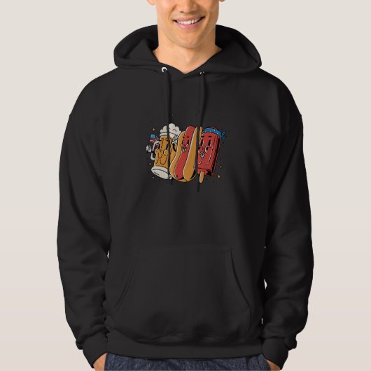 4th Of July Hotdog American Flag Patriotic Vetera Hoodie (Voorkant)