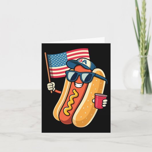 4th Of July Hotdog Funny Fourth Of July Patriotic  Kaart (Voorkant)