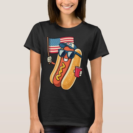 4th Of July Hotdog Funny Fourth Of July Patriotic T-shirt (Voorkant)
