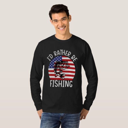 4th of July I d Rather Be Fishing 6 T-shirt (Voorkant volledig)