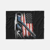 4th Of July Ice Hockey Stick Puck Us Flag Men Boys Fleece Deken (Voorkant (Horizontaal))