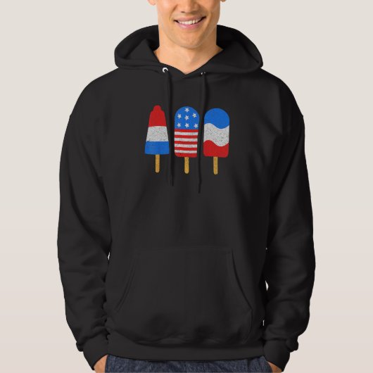 4th Of July Ice Pops Red White Blue American Flag Hoodie (Voorkant)