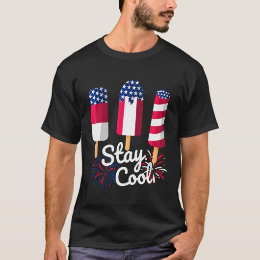 4th Of July Ice Pops Red White Blue American Flag  T-shirt (Voorkant)