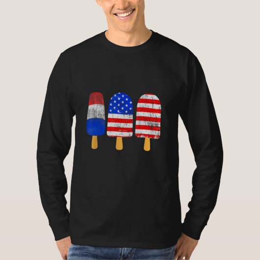 4th Of July Ice Pops Red White Blue American Flag  T-shirt (Voorkant)