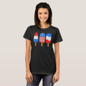 4th Of July Ice Pops Red White Blue American Flag  T-shirt (Voorkant volledig)