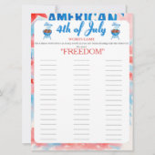 4th of July Indepence day BBQ Words game card Feestdagenkaart (Voorkant)
