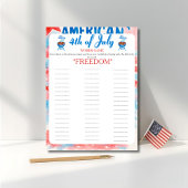 4th of July Indepence day BBQ Words game card Feestdagenkaart