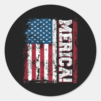 4th of July Independence Day American Flag Patriot Ronde Sticker
