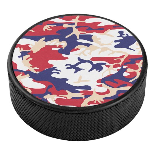 4th of July, Independence day, Camouflage Beige Hockey Puck (3/4)
