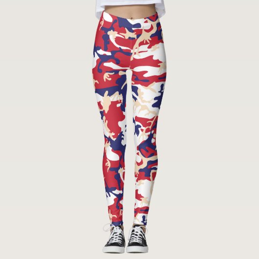 4th of July, Independence day, Camouflage Beige Leggings (Voorkant)