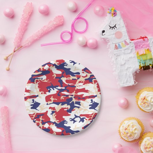 4th of July, Independence day, Camouflage Beige Papieren Bordje (Feest)