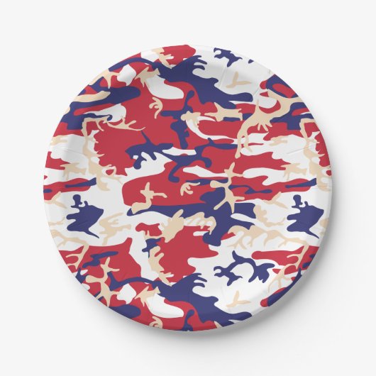 4th of July, Independence day, Camouflage Beige Papieren Bordje (Voorkant)