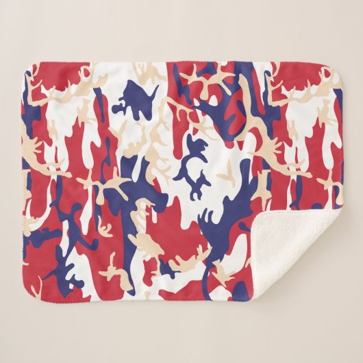 4th of July, Independence day, Camouflage Beige Sherpa Deken (Voorkant (horizontaal))