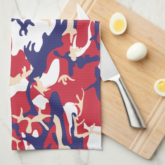 4th of July, Independence day, Camouflage Beige Theedoek (Quarter Fold)