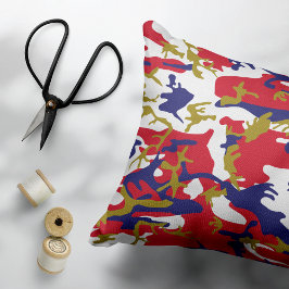4th of July, Independence day, Camouflage Gold Accent Kussen