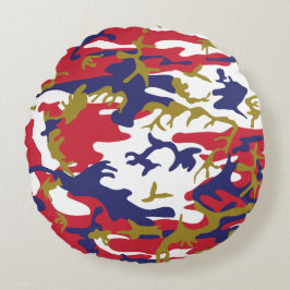 4th of July, Independence day, Camouflage Gold Rond Kussen