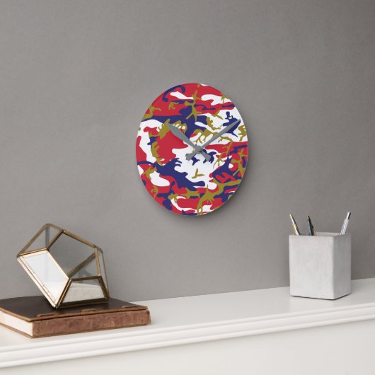 4th of July, Independence day, Camouflage Gold Ronde Klok (Kantoor)