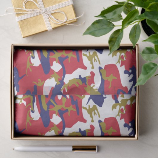 4th of July, Independence day, Camouflage Gold Tissuepapier (Geschenk)