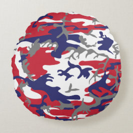 4th of July, Independence day, Camouflage Gray Rond Kussen