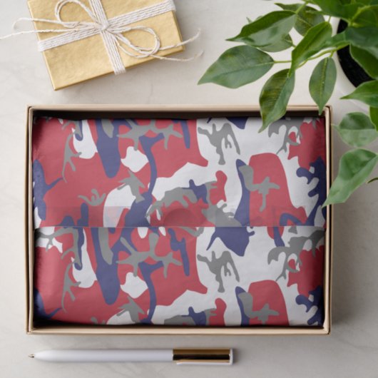 4th of July, Independence day, Camouflage Gray Tissuepapier (Geschenk)