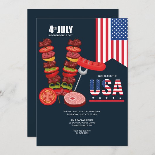 4th of July Independence Day Kaart (Voorkant / Achterkant)