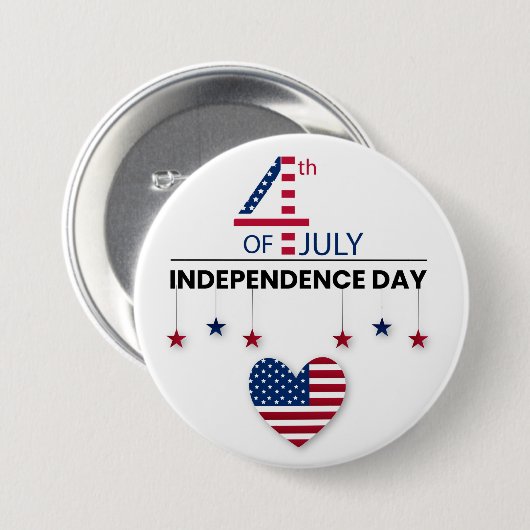 4th of July Independence Day Ronde Button 7,6 Cm (Voorkant /achterkant)