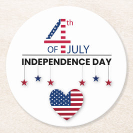 4th of July Independence Day Ronde Kartonnen Onderzetter